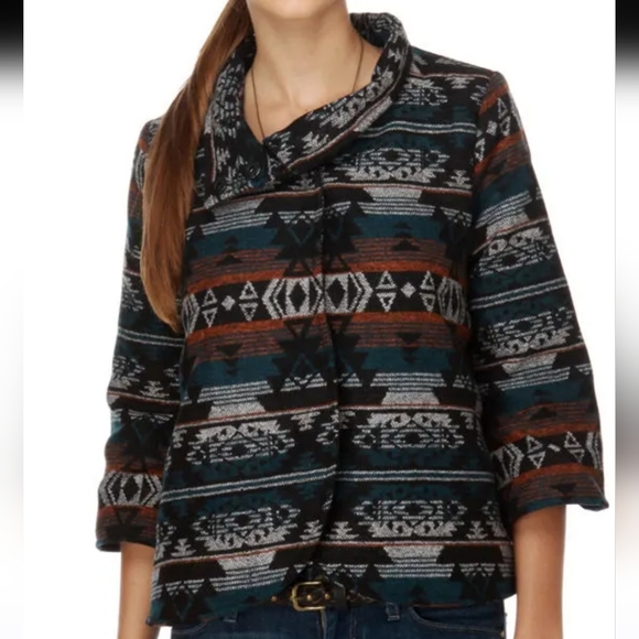 NWOT Billabong Tribal Print Cropped Jacket, Aztec Print Fashion Coat, Sz SMALL - Picture 10 of 10